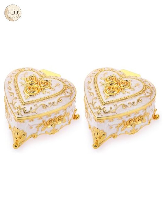Other - Vintage Heart Shaped Jewelry Box Zinc Alloy Rose Pattern Trinket Organizer
